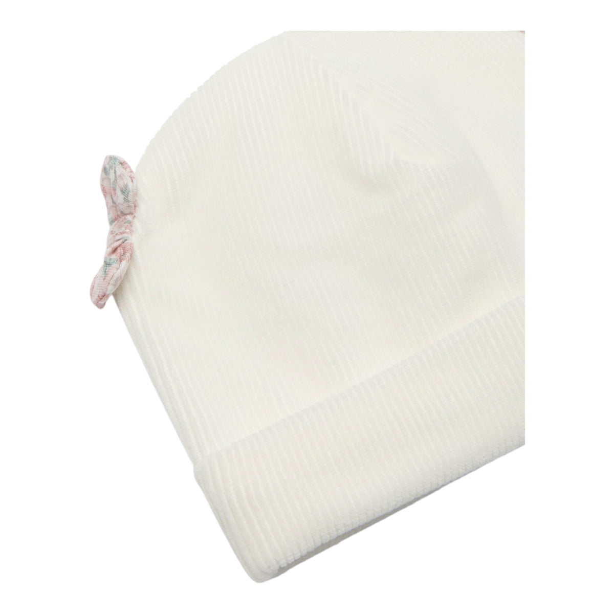 Cappello bianco in ciniglia a coste con fiocchetti Nanan