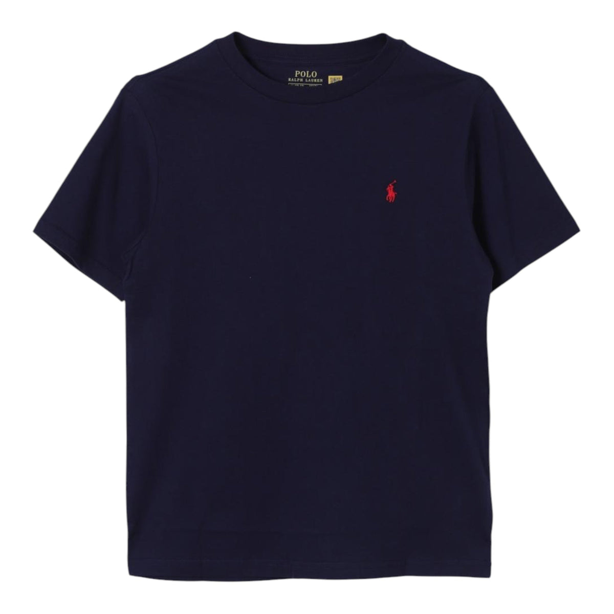 T-shirt in cotone blu con logo Ralph Lauren cucito frontale