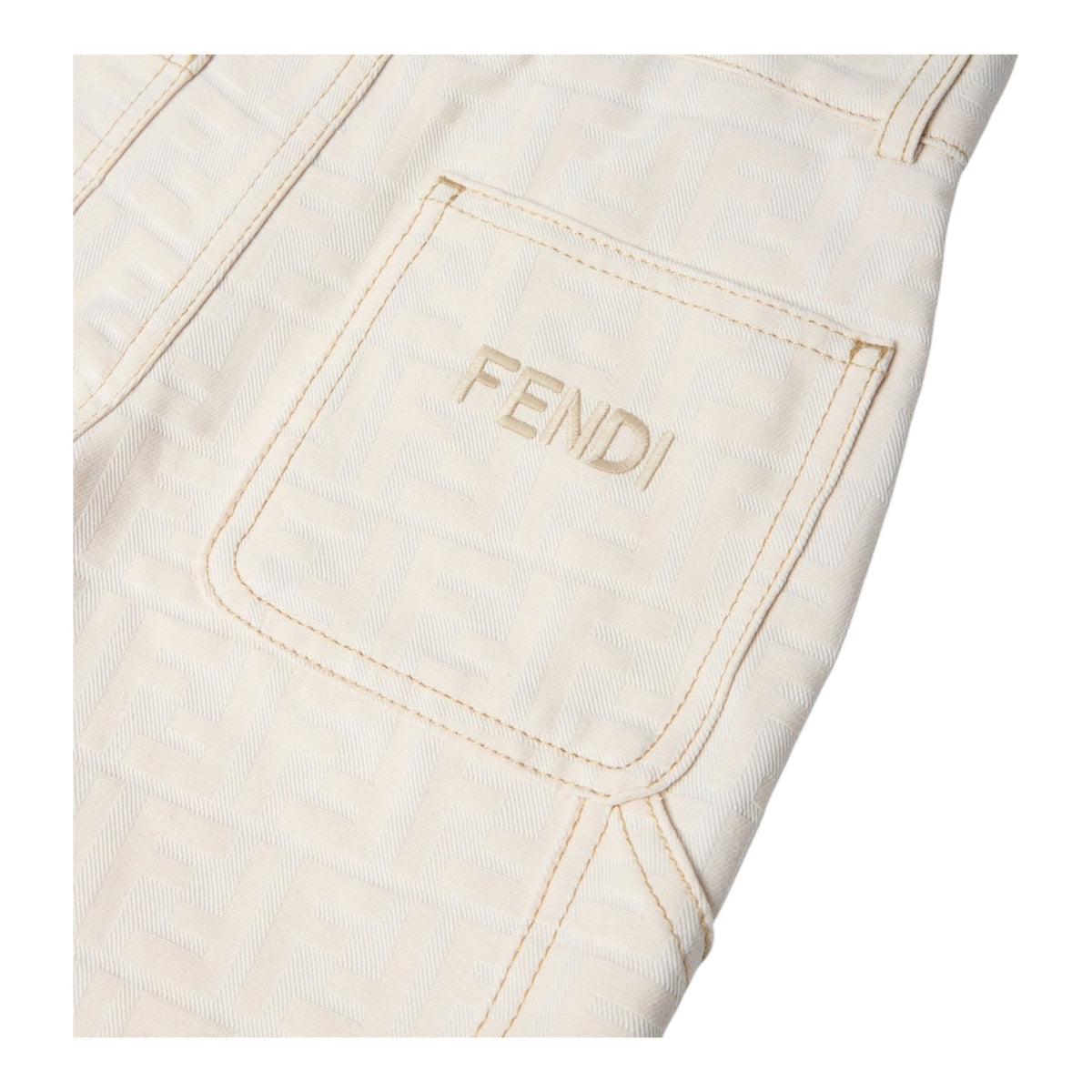 Bermuda in cotone panna con logo Fendi