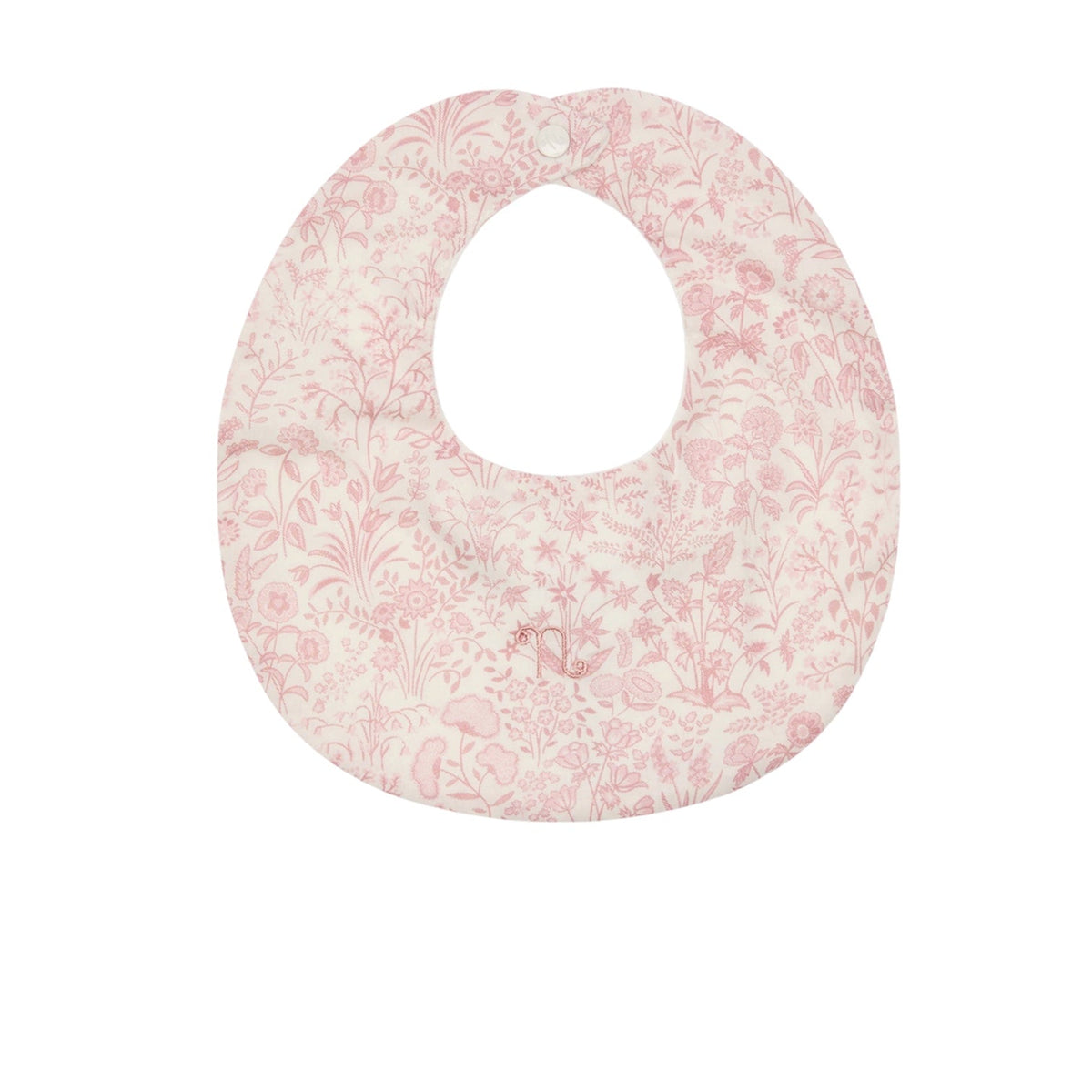 Bavaglino bianco in jersey con tessuto Liberty colore rosa Nanan