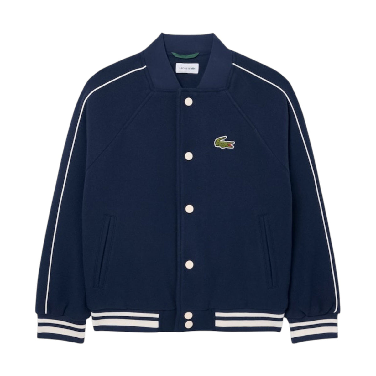Giubbino collage blu con patch logo Lacoste