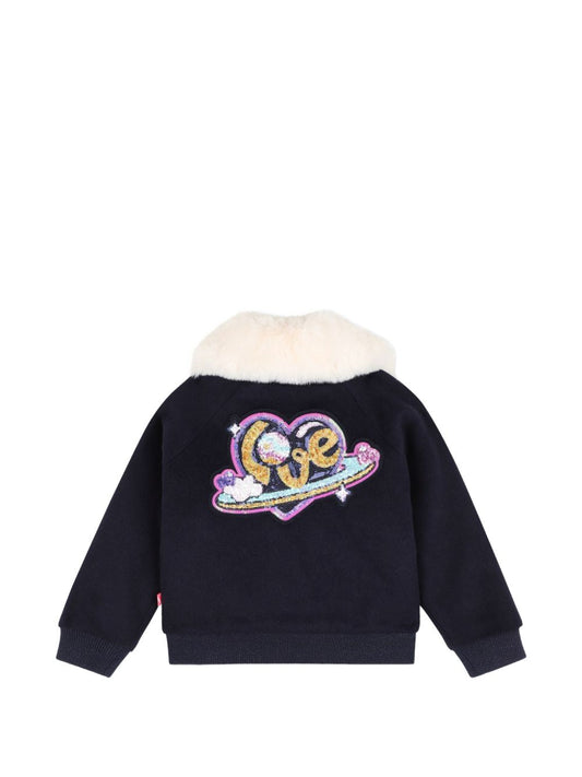Giubbino in panno blu con dettagli logo Billieblush