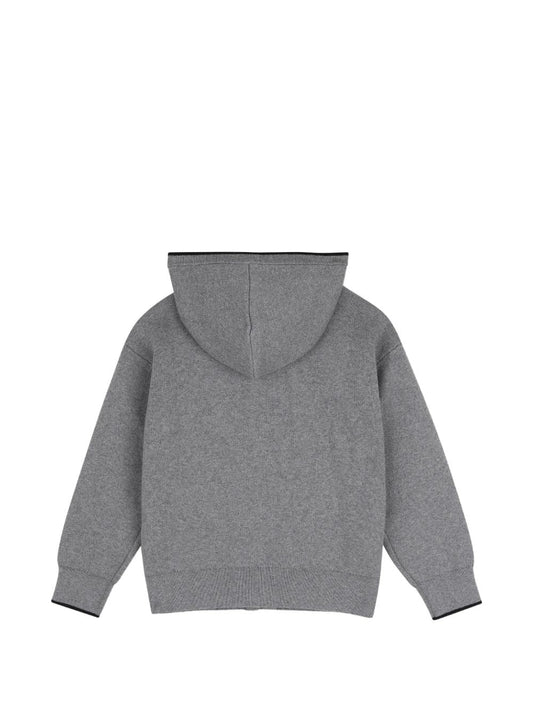 Maglione grigio con zip e cappuccio con logo Chloé cucito a contrasto