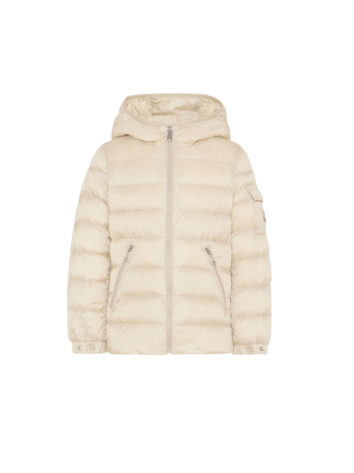 Giubbino Gles beige con patch logo Moncler
