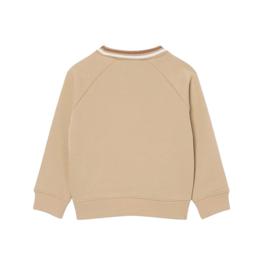 Felpa beige con logo Lacoste cucito frontale