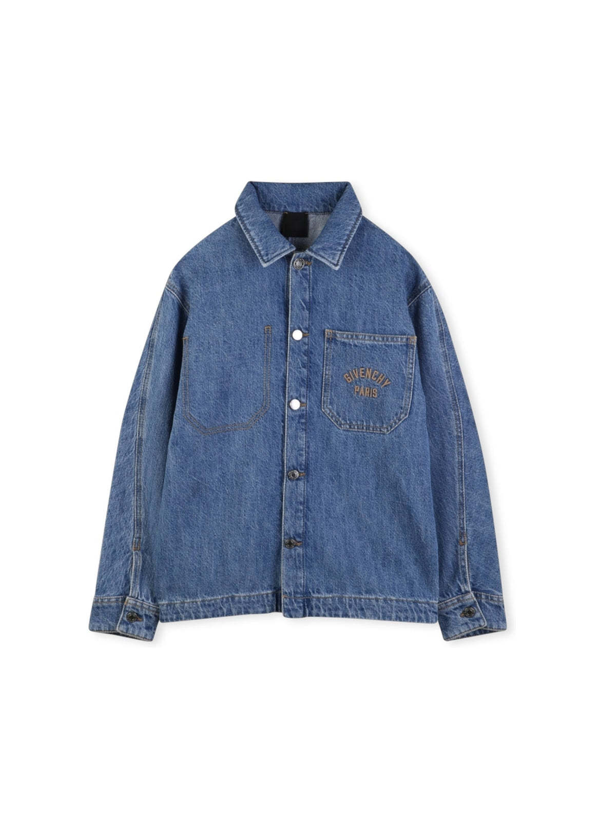 Camicia di jeans blu con logo cucito Givenchy