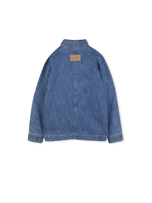 Camicia di jeans blu con logo cucito Givenchy