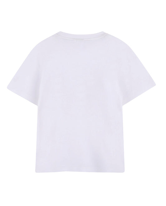 T-shirt felpa bianca con logo Boss cucito frontale