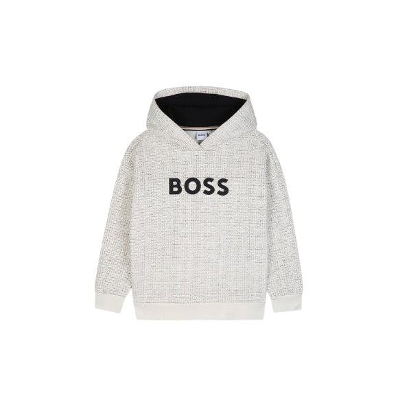 Felpa beige con cappuccio e con dettagli logo Boss