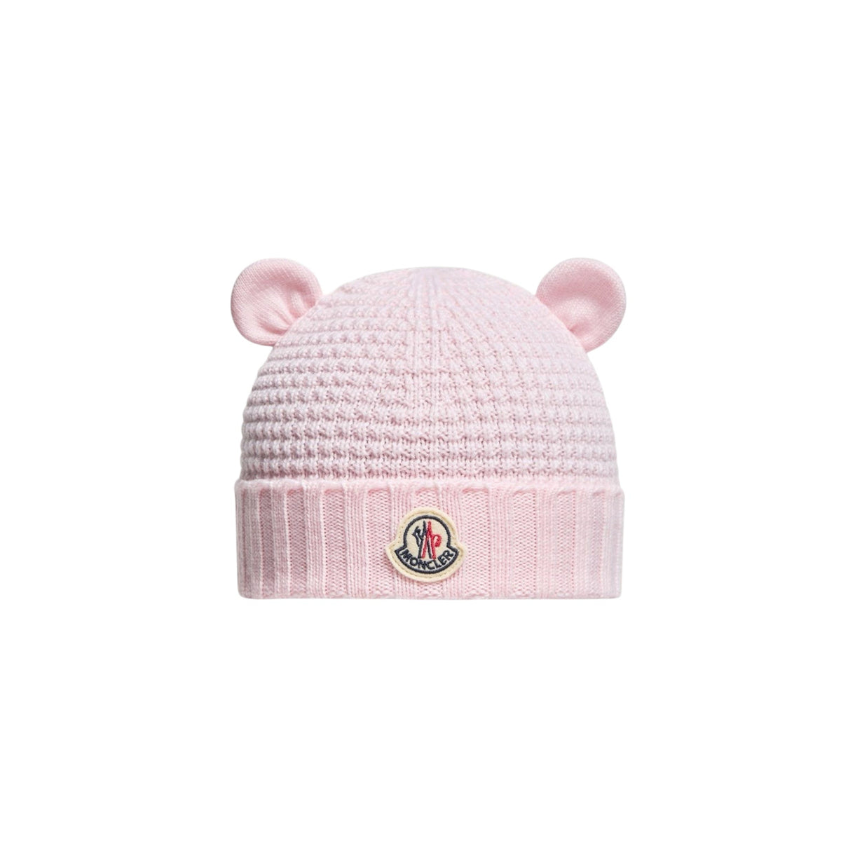 Cappello blu con orecchie e patch cucito Moncler