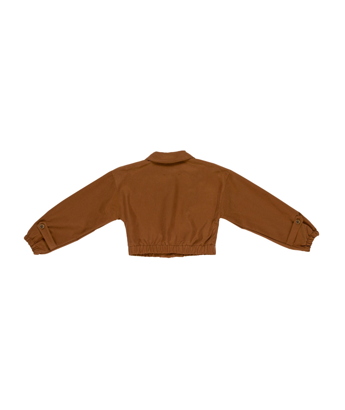 Giacca camicia cropped marrone con dettagli logo Lulu
