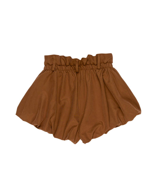 Pantaloncino balloon marrone con dettagli logo Lulu