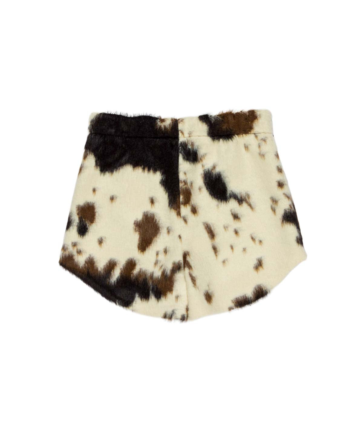 Pantaloncino con fantasia bianco e marrone e dettagli logo Lulu