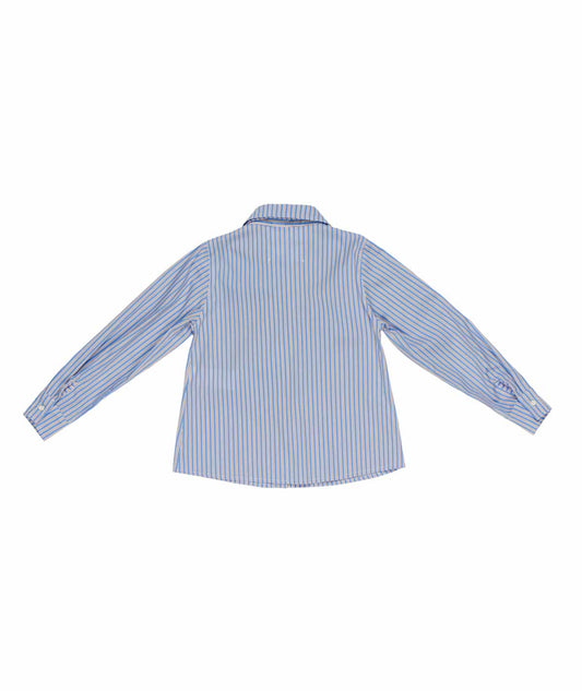 Camicia azzurra a righe bianche e beige con dettagli borchie Lulu