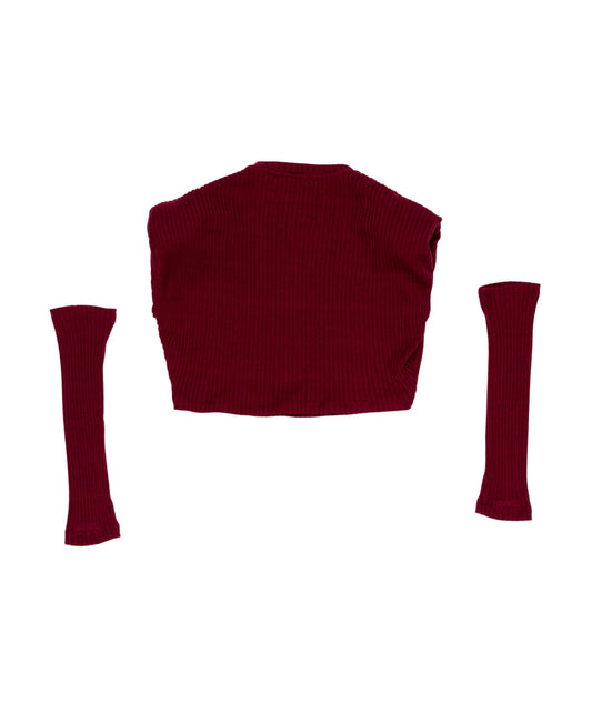 T-shirt a costine bordeaux con manicotti e dettagli logo Lulu