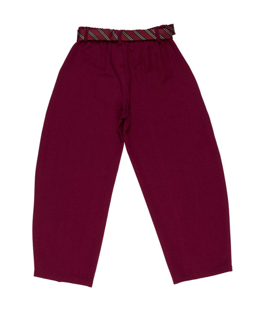 Pantalone bordeaux con cravatta e dettagli logo Lulu