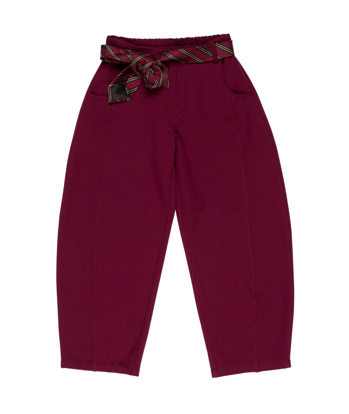 Pantalone bordeaux con cravatta e dettagli logo Lulu