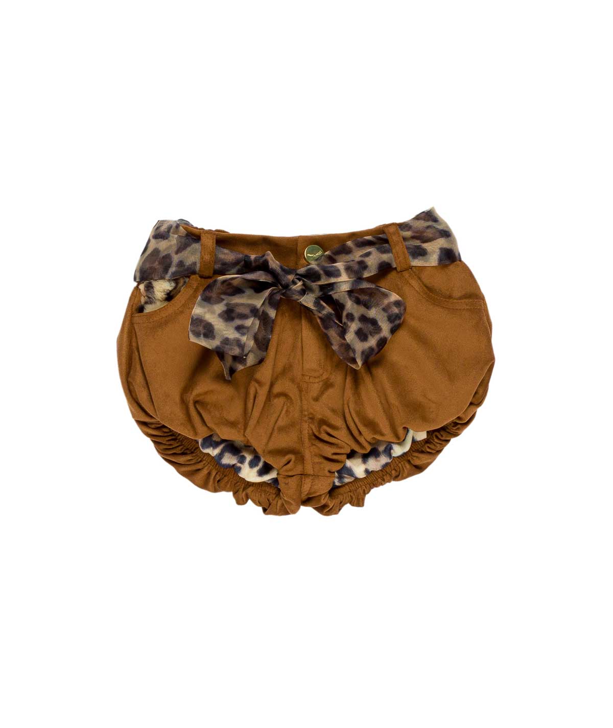 Pantaloncino in camoscio marrone con cintura maculata Miss Grant