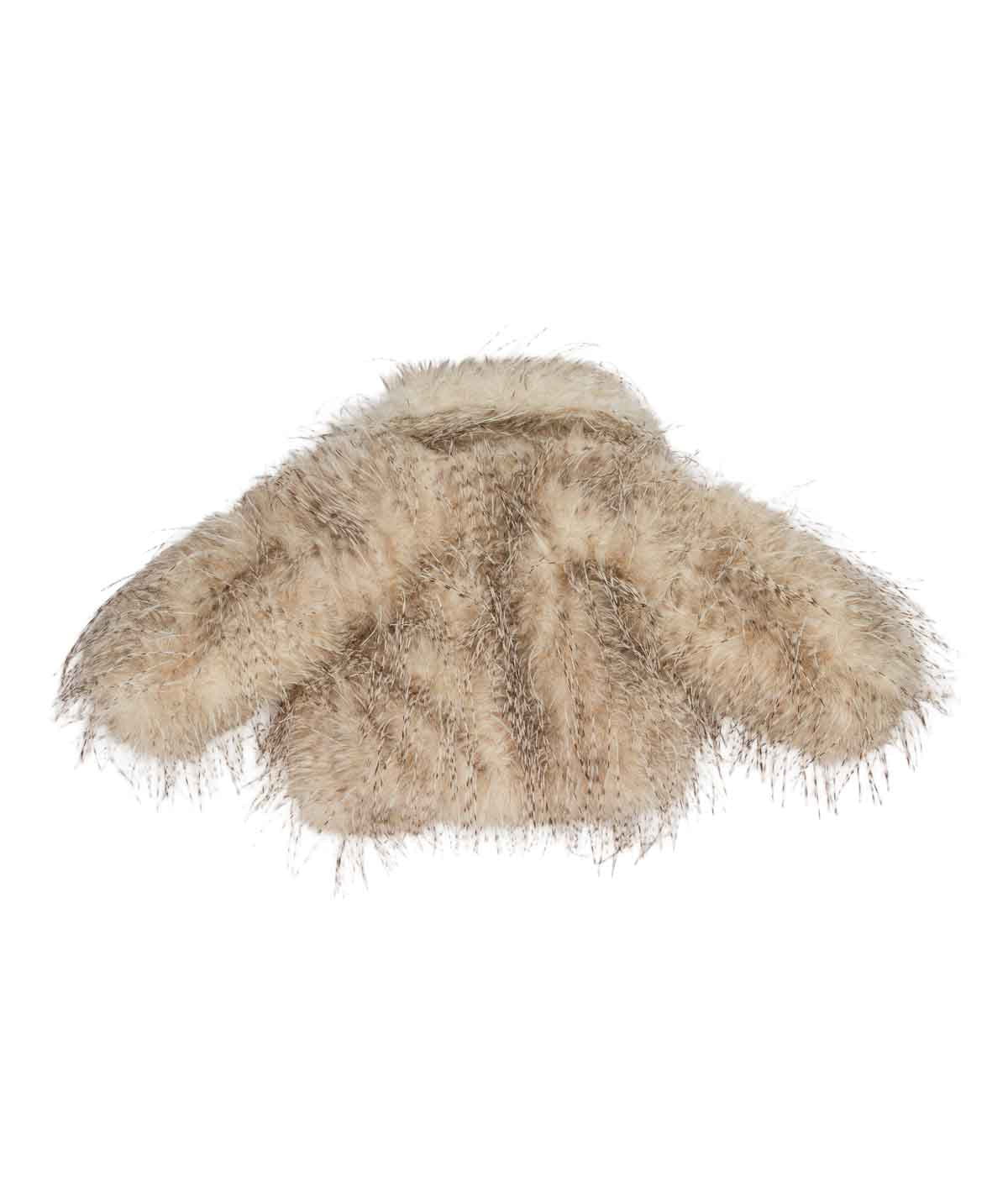 Giubbino pelliccia beige con dettagli logo Miss Grant