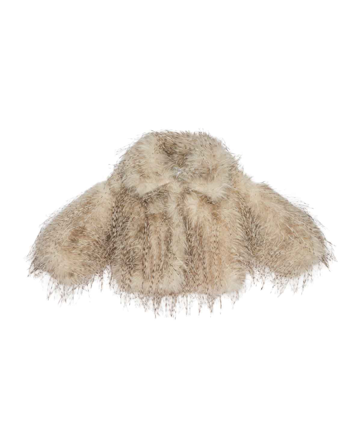 Giubbino pelliccia beige con dettagli logo Miss Grant