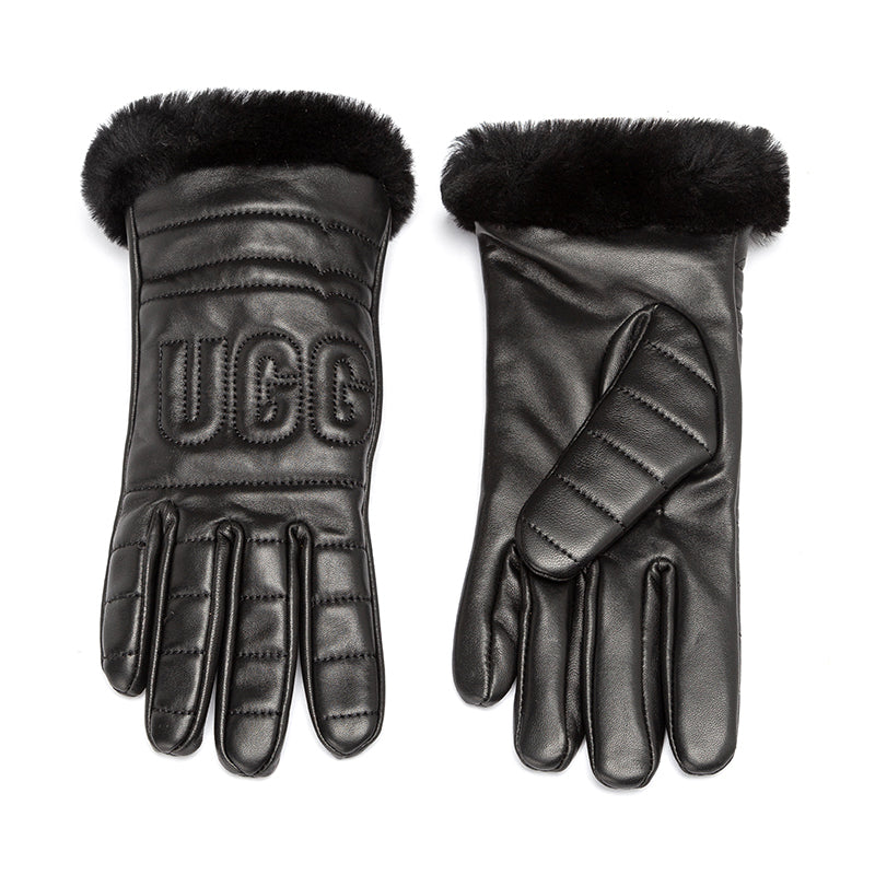 Fluffy Leather Gloves Uggs