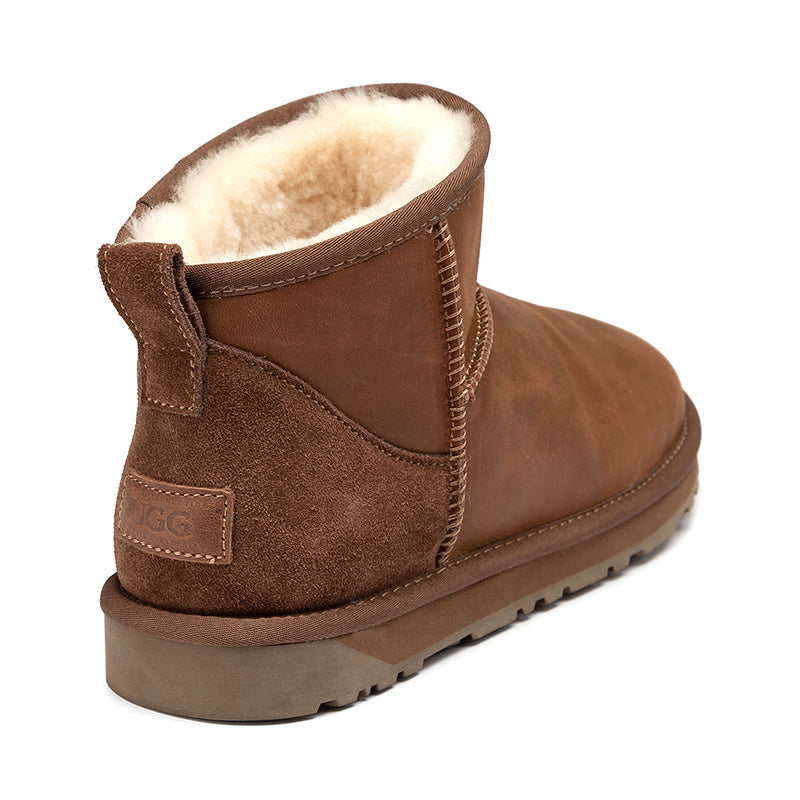 Mini Oiled Leather Ugg Boots