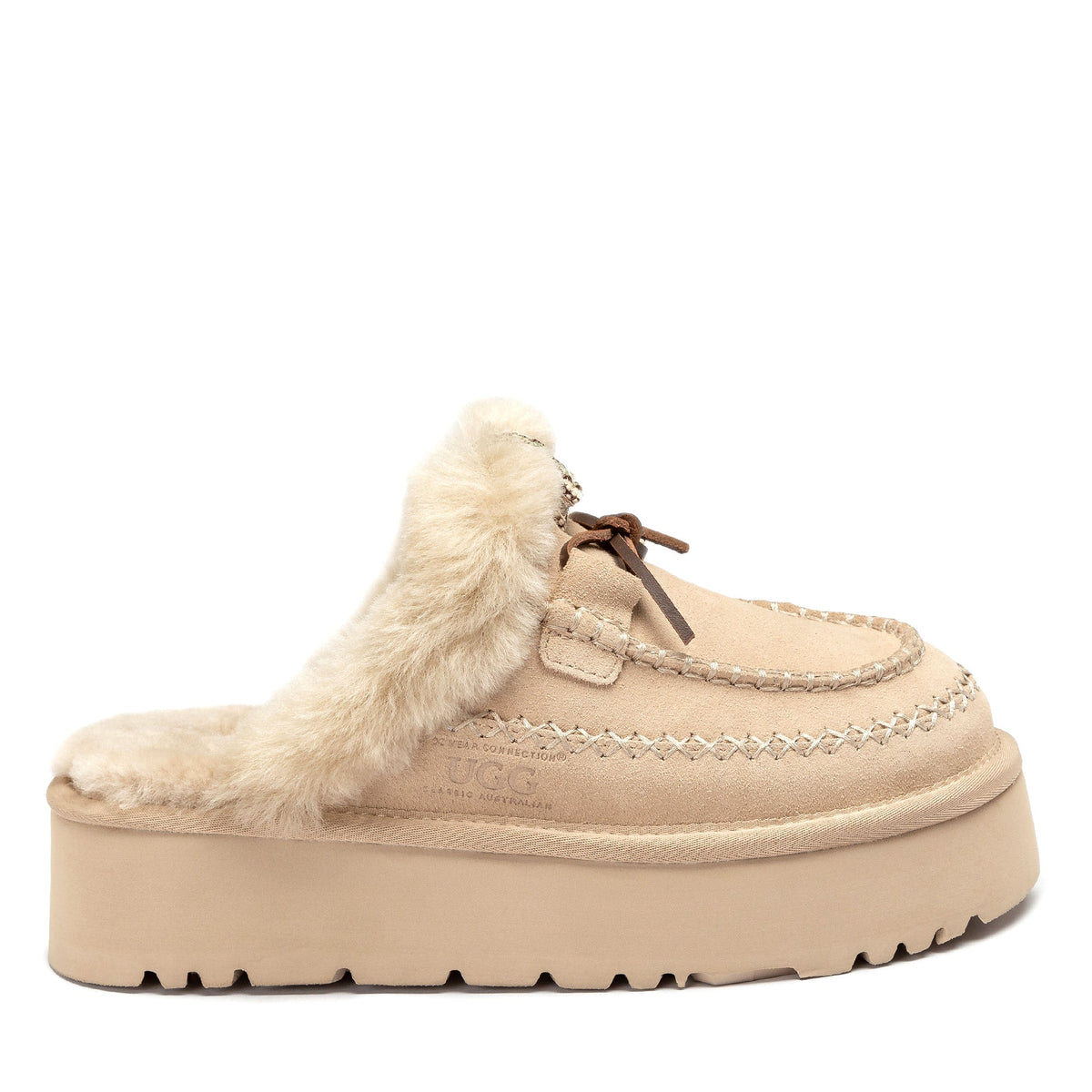 Lace Bow Platform Slippers
