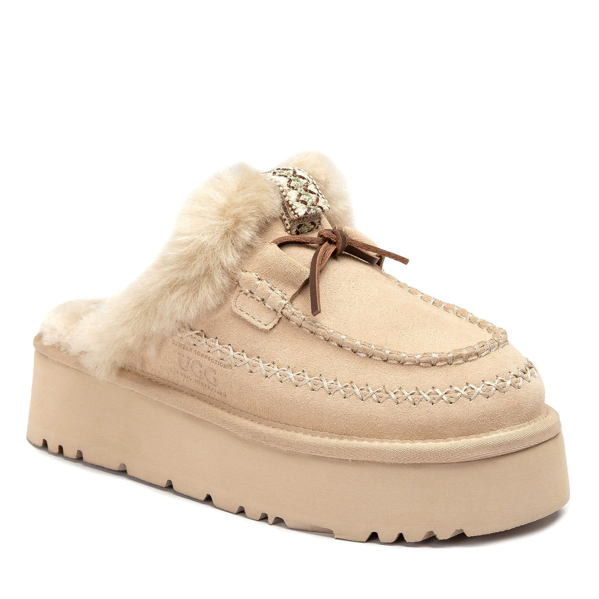 Lace Bow Platform Slippers
