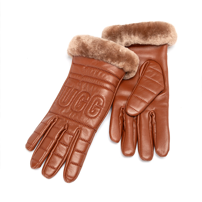 Fluffy Leather Gloves Uggs
