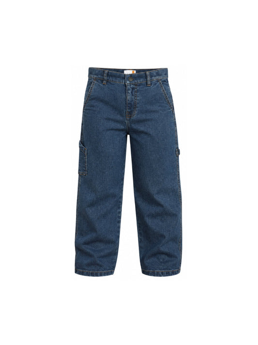 Jeans blu con patch logo Timberland sul retro
