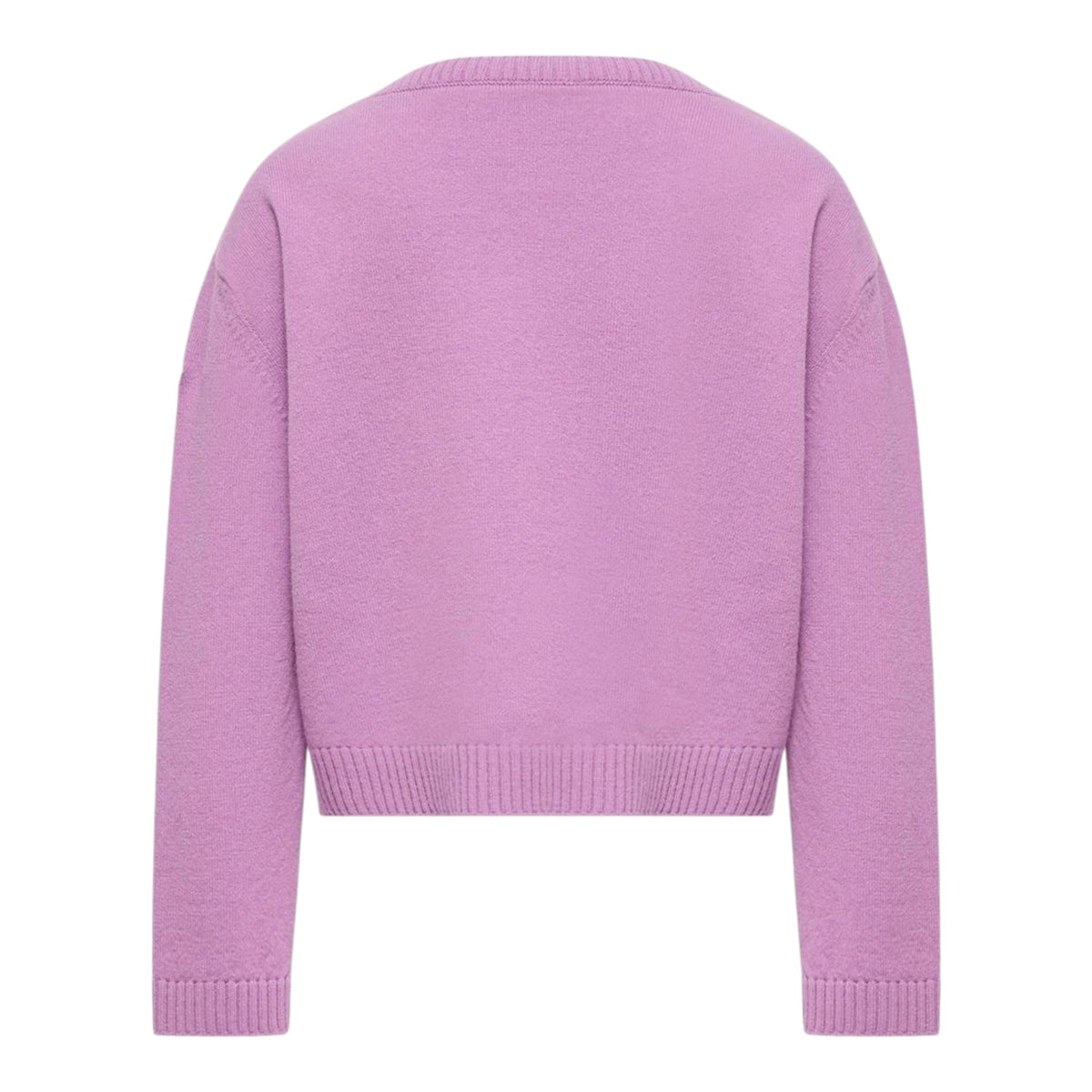 Maglione in misto cashmere viola con patch logo Moncler