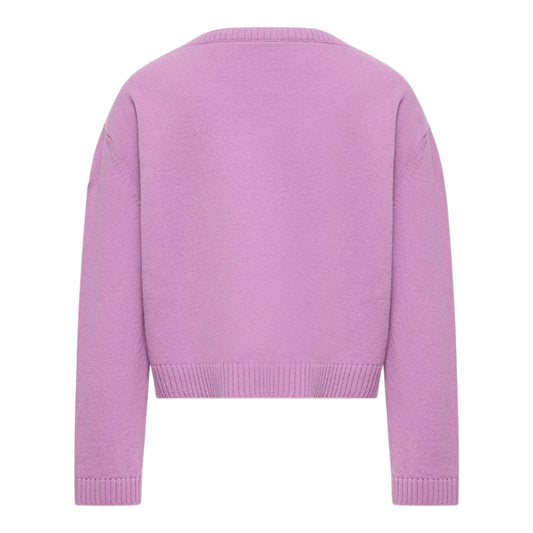 Maglione in misto cashmere viola con patch logo Moncler