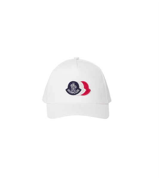 Cappello con visiera bianco con logo Moncler cucito