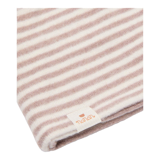 Cappello a righe beige con nodino e dettaglio logo Nanan