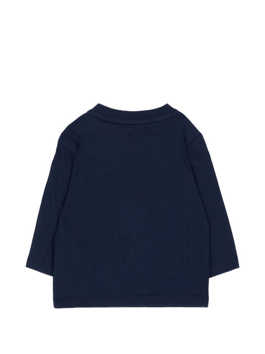 T-shirt blu manica lunga baby con stampa logo Timberland frontale