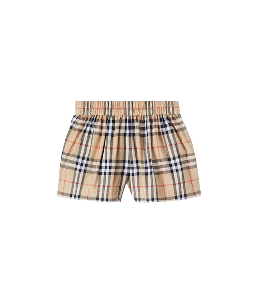 Pantaloncino beige con stampa check Burberry