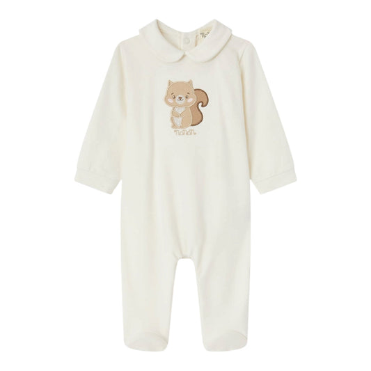 Tutina bianca con patch orsetto e logo Nanan frontale