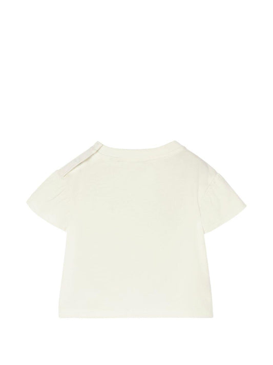 T-shirt baby bianca con dettaglio fiocco check Burberry