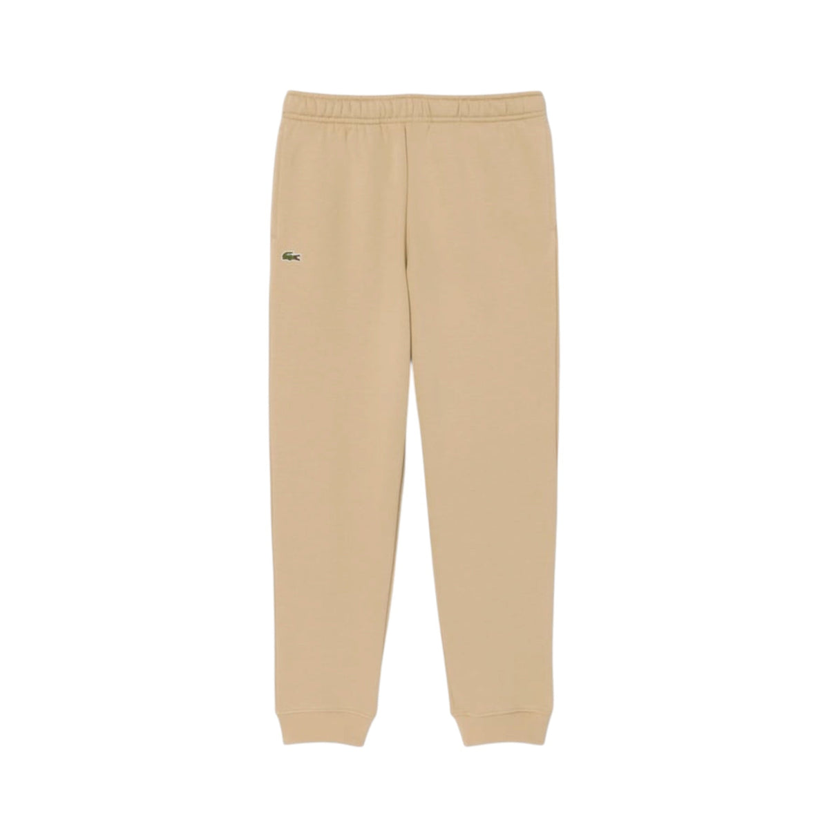 Pantalone in felpa beige con patch logo Lacoste