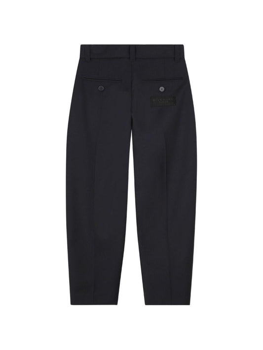 Pantalone in fresco lana nero con patch logo cucito Givenchy