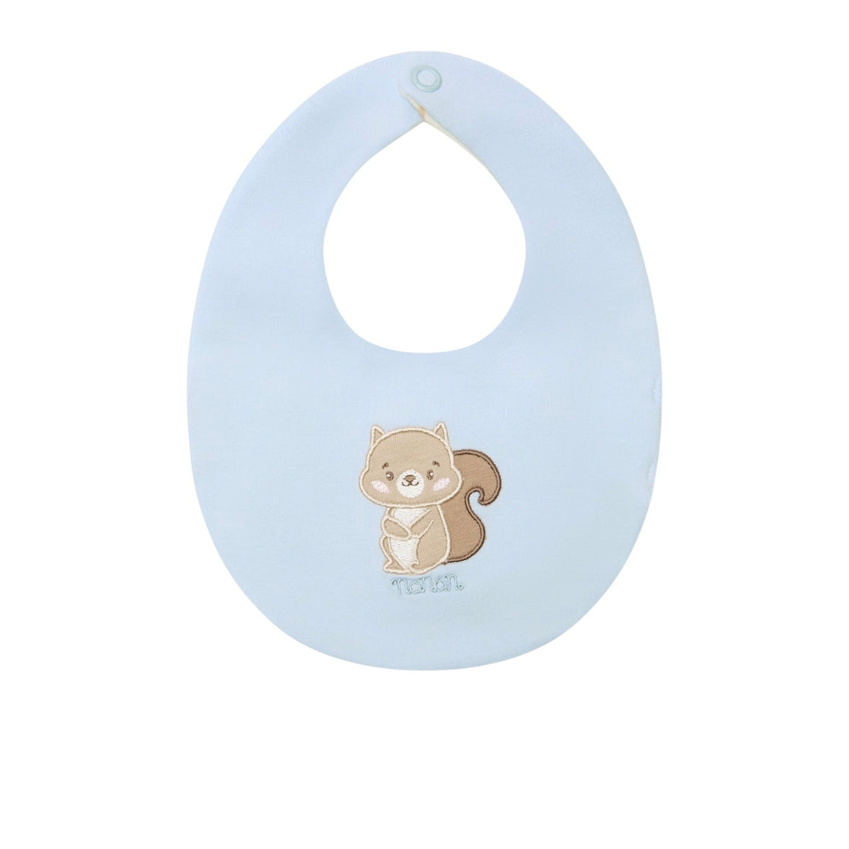 Bavaglino reversibile azzurro e fantasia animaletti Nanan