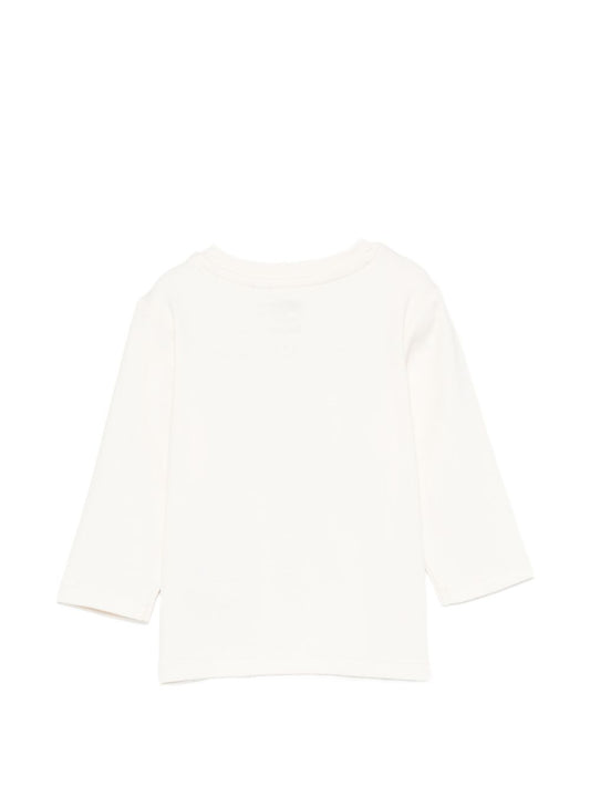 T-shirt panna manica lunga baby con stampa logo Timberland frontale