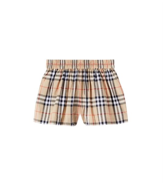 Pantaloncino beige con stampa check Burberry