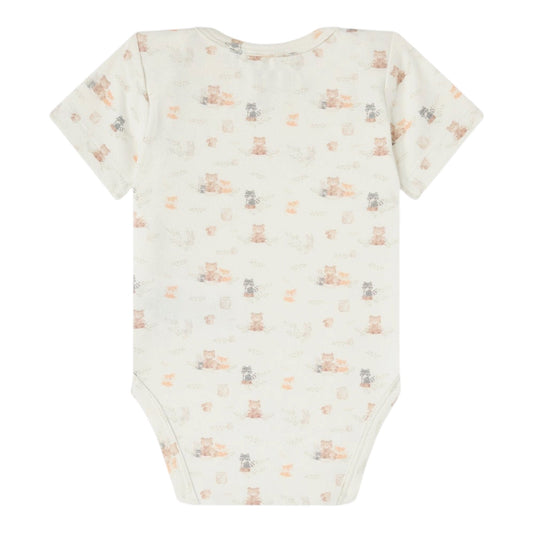 Body in cotone bianco con stampa animali Nanan