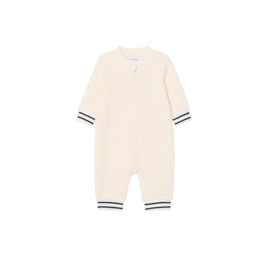 Tutina teddy bianca con patch logo Lacoste