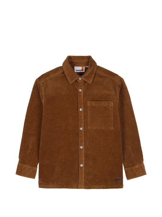 Camicia a costine in velluto mattone con patch logo Timberland