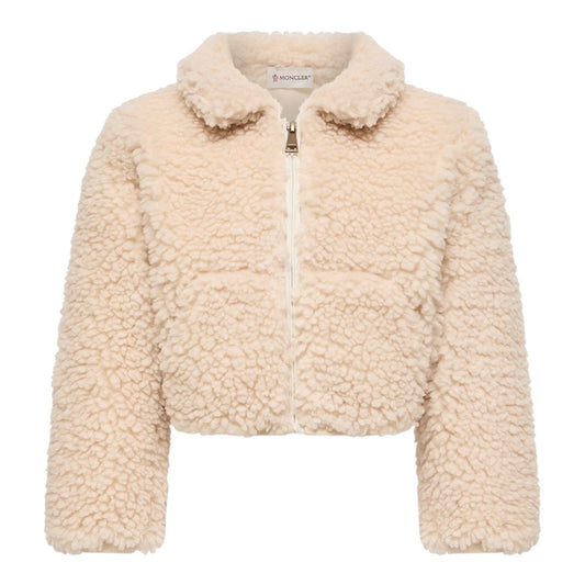 Felpa teddy panna con patch Moncler
