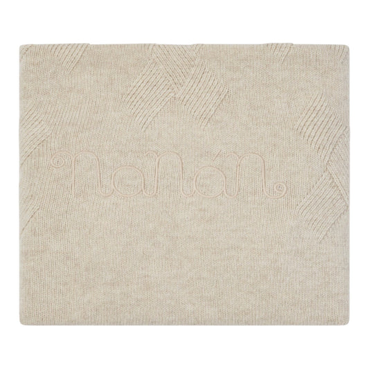 Coperta beige in filo misto cashmere con ricamo Nanan