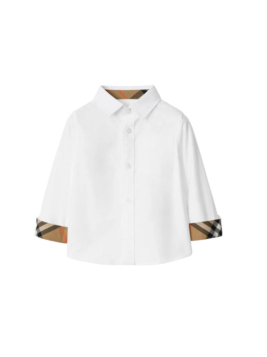 Camicia bianca baby con dettagli check Burberry