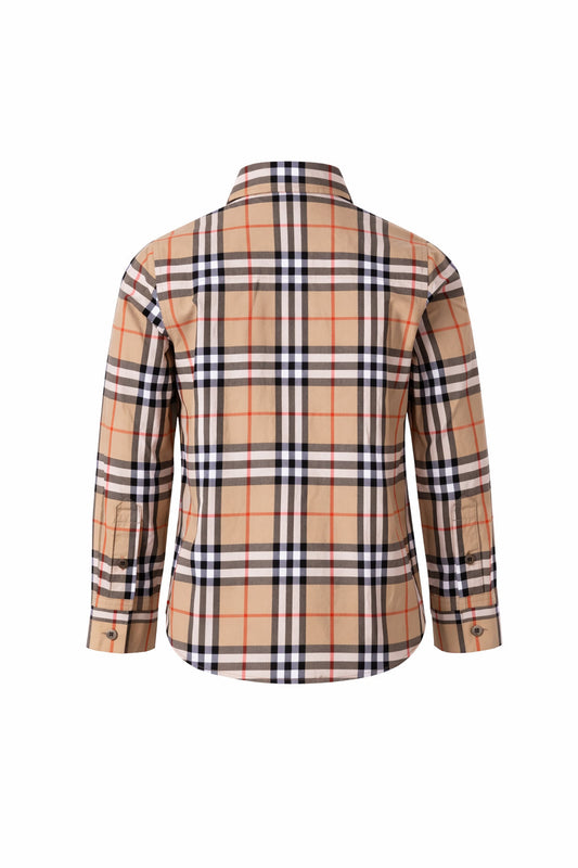 Camicia beige con fantasia check Burberry